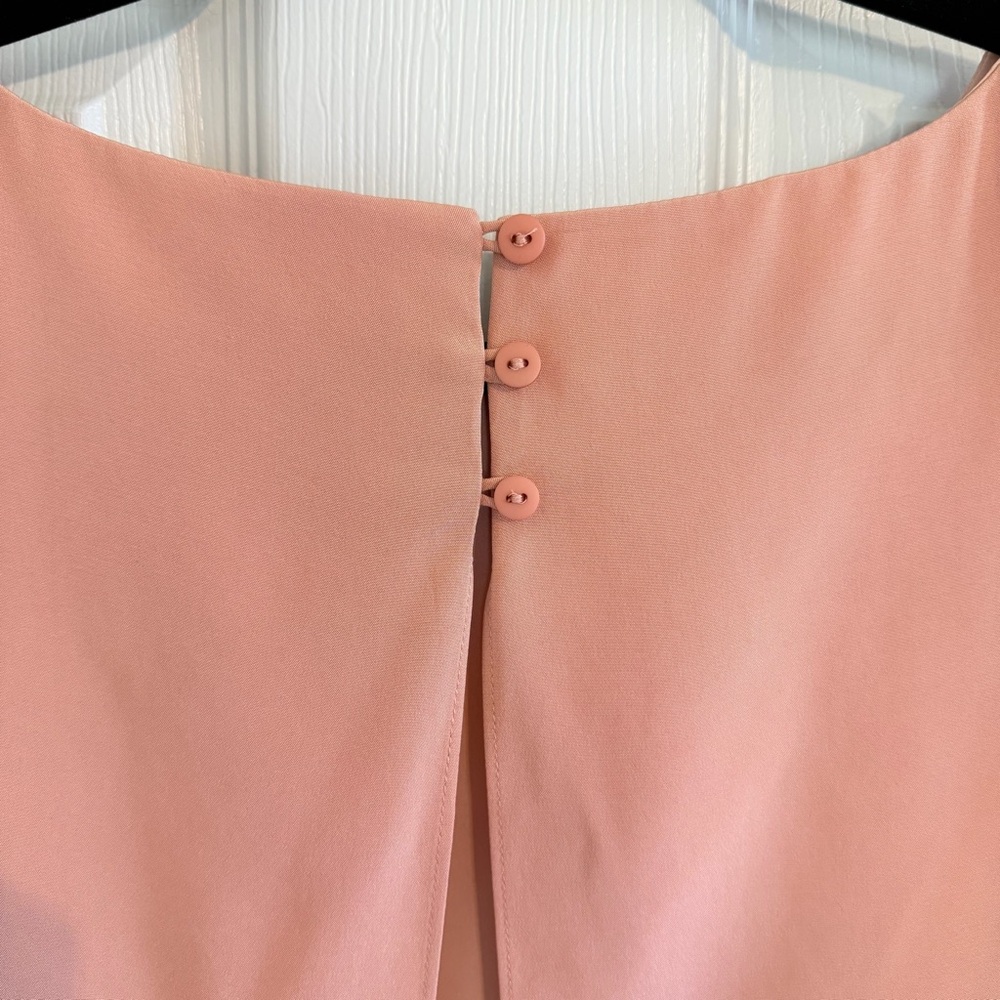 Tibi 100% Silk Blush Cape Dress Size 6 Minimalist Designer Shift Easter spring - Picture 8 of 11